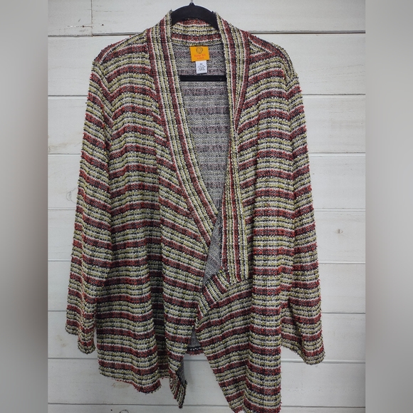 Ruby Rd. Sweaters - Ruby Rd. Waterfall Front Striped Multi Colored Jacket/Cardigan